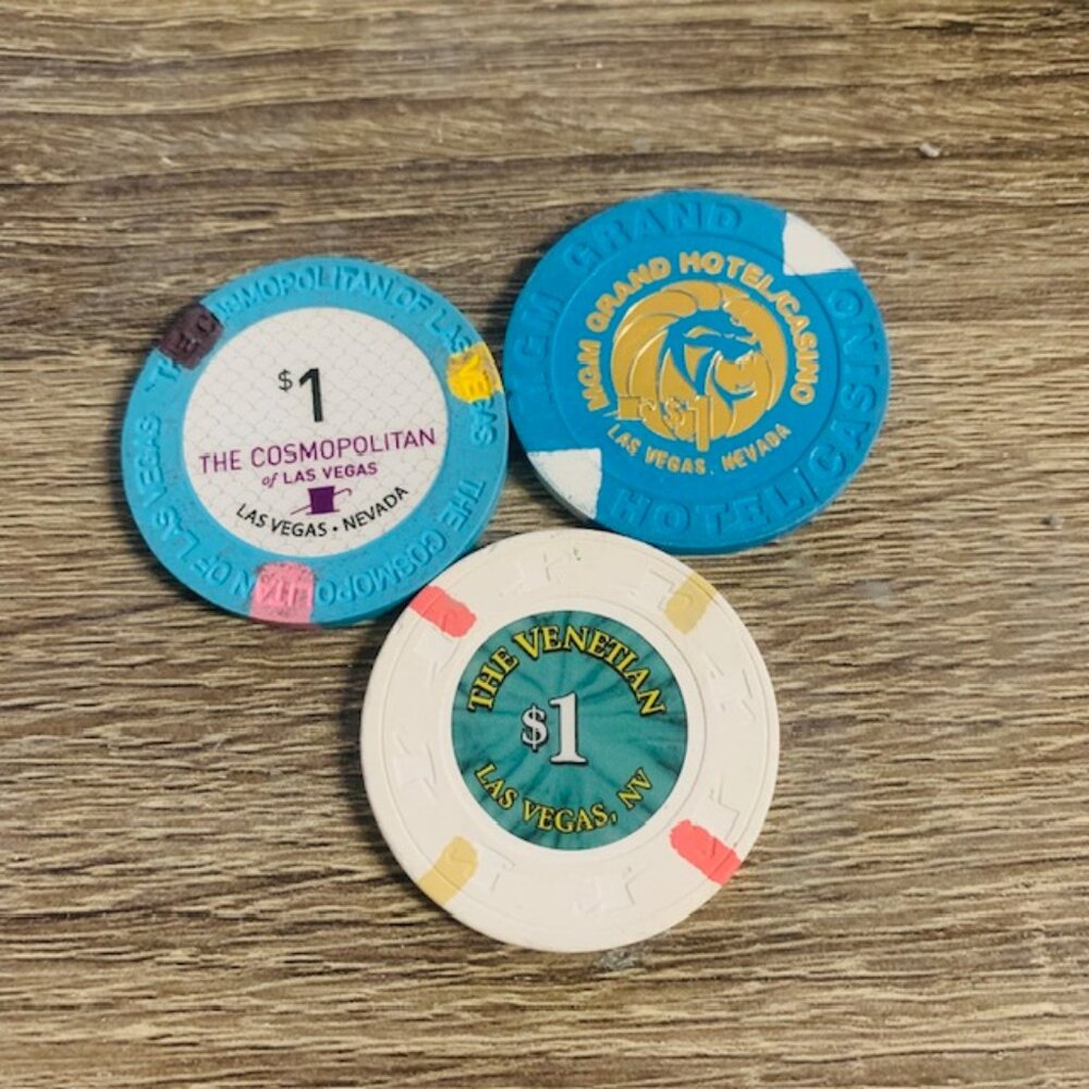 Lucky Gift Lot of 3 Las Vegas Casino Chips The Cosmopolitan MGM Grand Venetian